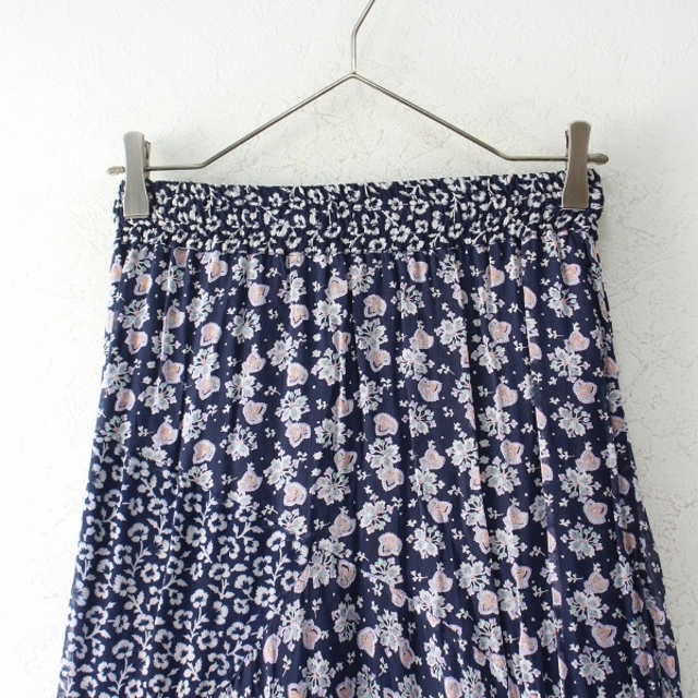 美品 2020SS ne Quittez pas ヌキテパ RAYON GGT FLOWER MIX SKIRT/ネイビー レーヨンフラワーミックススカート【2400013094313】 2