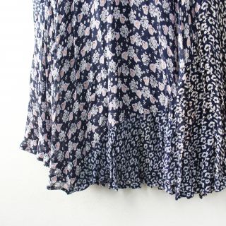 美品 2020SS ne Quittez pas ヌキテパ RAYON GGT FLOWER MIX SKIRT/ネイビー レーヨンフラワーミックススカート【2400013094313】