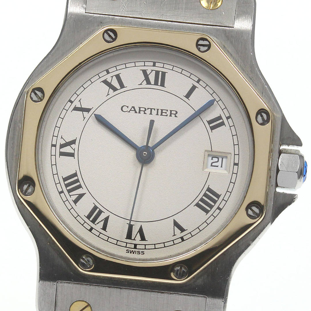 訳あり カルティエ CARTIER W2001583 サントスオクタゴン LM YGコンビ デイト クォーツ メンズ _579604【ev20】