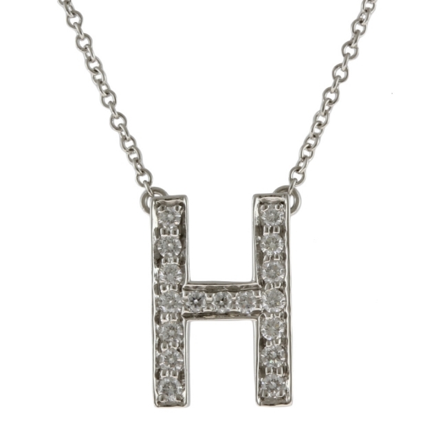 ティファニー TIFFANY&Co. ネックレス イニシャル【H】 Pt950プラチナ ダイヤモンド 中古