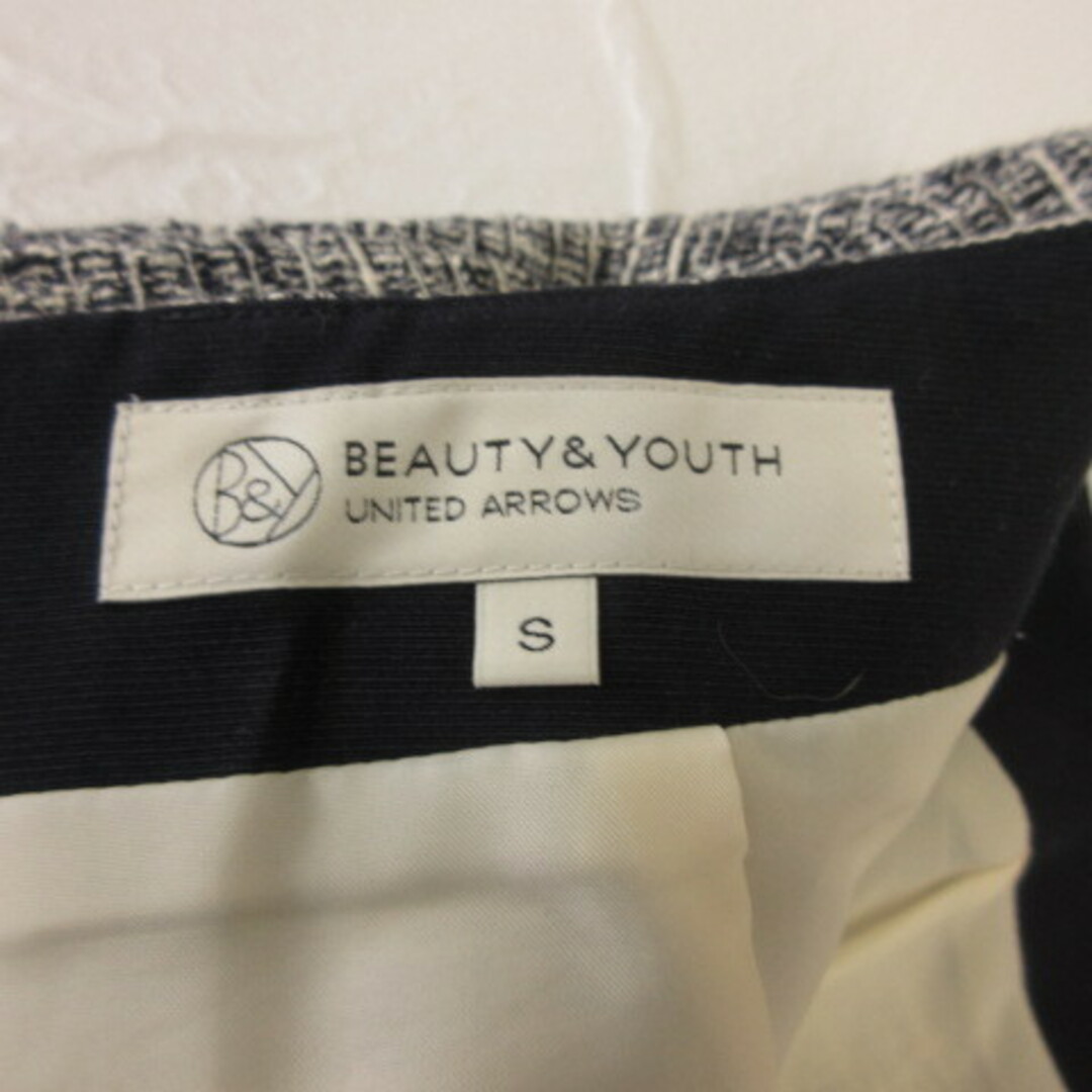 BEAUTY&YOUTH UNITED ARROWS(ビューティアンドユースユナイテッドアローズ)のB&Y ユナイテッドアローズ ミニスカート 台形 ツイード 黒 白 S レディースのスカート(ミニスカート)の商品写真