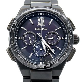 SEIKO セイコー ブライツ フライトエキスパート クロノグラフ 8B92-0AF0 SAGA211 デイト 黒 ブラック セラミック チタン  3Pスワロフスキー メンズ ソーラー電波クォーツ【6ヶ月保証】【腕時計】【中古】