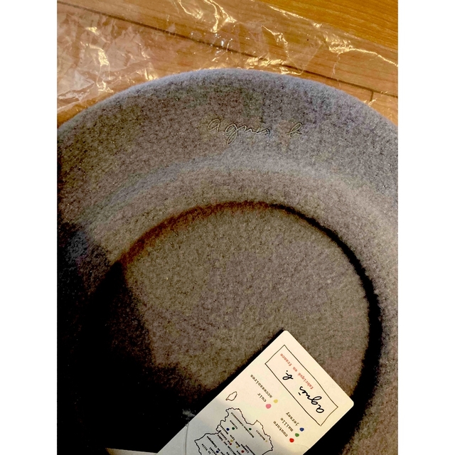 アニエスベー　 ベレー帽　グレー　 ロゴ付き　フランス製❗️  ユニセックス 2