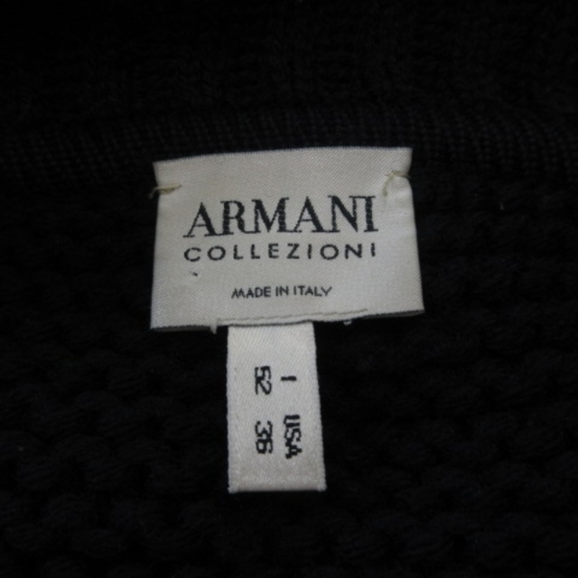 ARMANI COLLEZIONI(アルマーニ コレツィオーニ)のアルマーニ コレツィオーニ ニットジャケット 黒 ブラック 52 約XL メンズのジャケット/アウター(ブルゾン)の商品写真