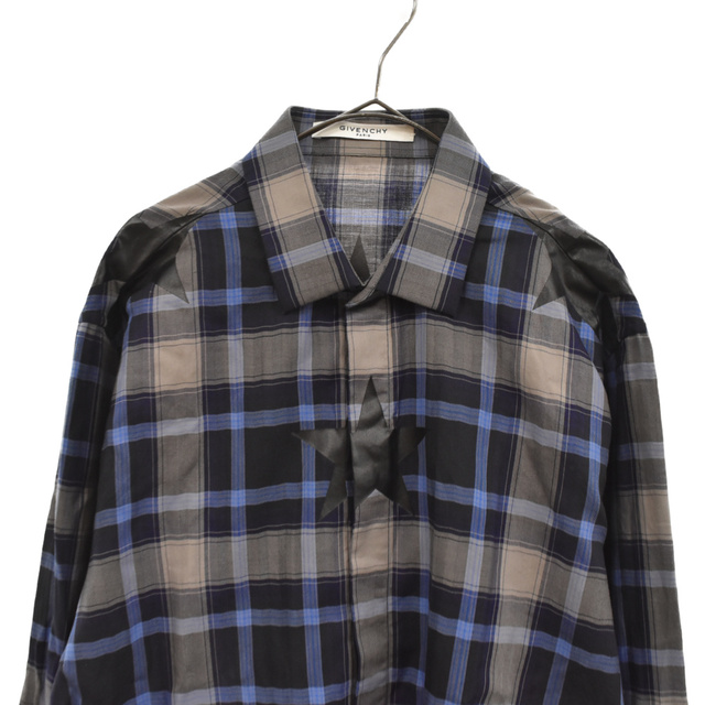 GIVENCHY(ジバンシィ)のGIVENCHY ジバンシィ 16SS STAR CHECK SHIRT 16S 6024 368 スタープリントチェック長袖シャツ ブルー/ブラウン メンズのトップス(シャツ)の商品写真