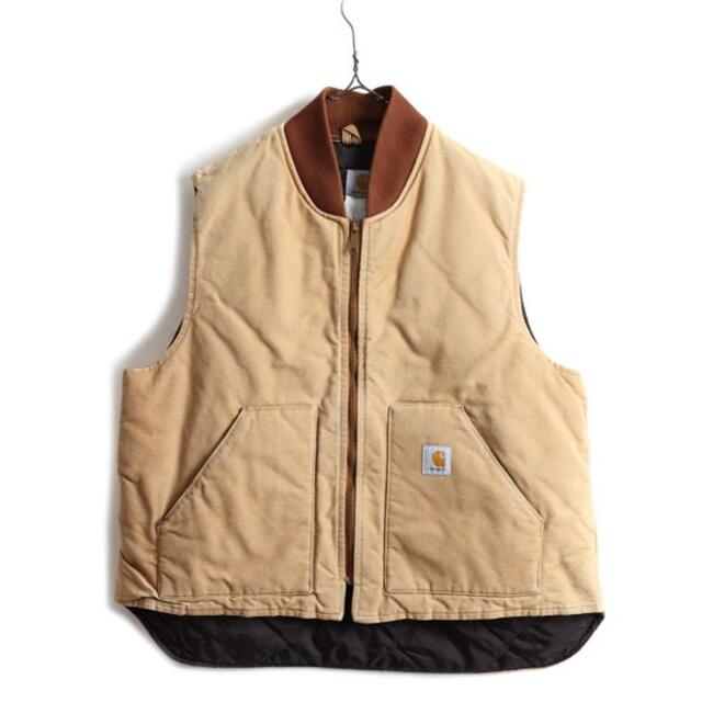 80s 90s USA製 カーハート CARHARTT 中綿 ダック ベスト 茶 スペシャル