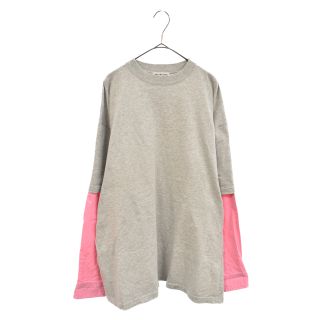 バレンシアガ(Balenciaga)のBALENCIAGA バレンシアガ 22SS バックロゴ刺繍 レイヤード長袖シャツ Tシャツ カットソー 681042 TLVF3 グレー/ピンク XS #2302(シャツ)