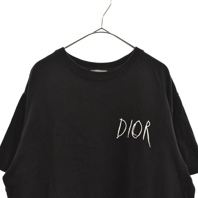 【DIOR】ディオール　2019年秋冬ベルベット ベロアTシャツ　刺繍ロゴ　黒