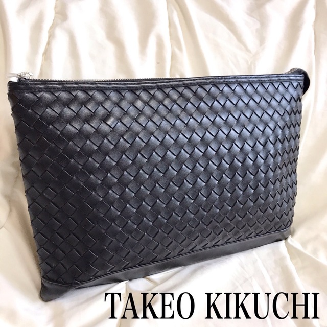 TAKEO KIKUCHI(タケオキクチ)の【未使用】タケオキクチ 編み込み 切り替え クラッチバッグ セカンドバッグ 黒 メンズのバッグ(セカンドバッグ/クラッチバッグ)の商品写真