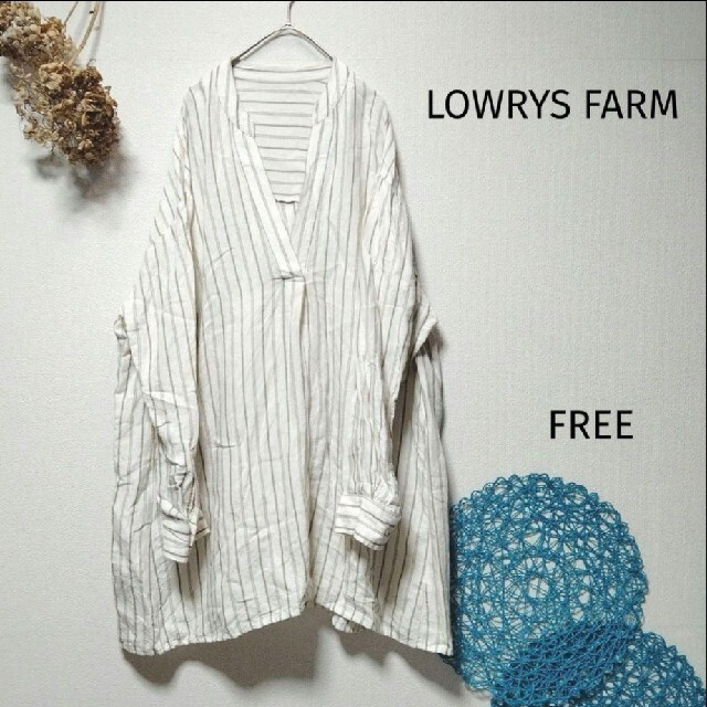 LOWRYS FARM(ローリーズファーム)のLOWRYS FARM ローリーズファーム　スキッパーシャツチュニック　リネン レディースのトップス(シャツ/ブラウス(長袖/七分))の商品写真