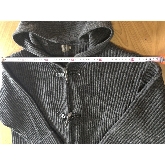 Calvin Klein(カルバンクライン)の196）【Calvin Klein】ニットダッフルコートMダークグレー（中古） レディースのジャケット/アウター(ダッフルコート)の商品写真