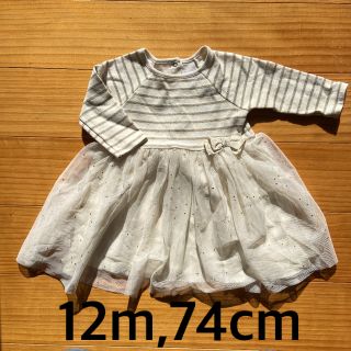 プチバトー(PETIT BATEAU)のプチバトー　チュールワンピース　12m 74cm(ワンピース)