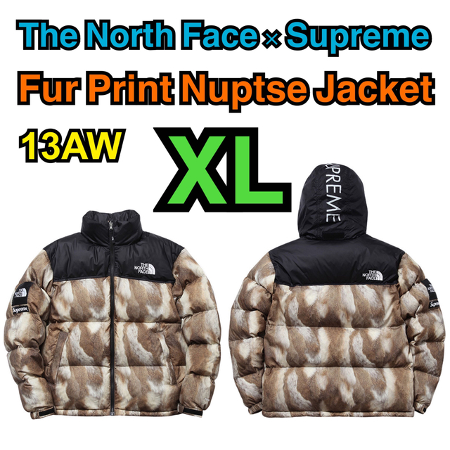 North Face Supreme Fur Print Nuptse XL 黒