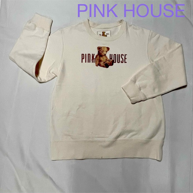 PINK HOUSE(ピンクハウス)のピンクハウス　テディベア　プリント　アイボリー　トレーナー レディースのトップス(トレーナー/スウェット)の商品写真