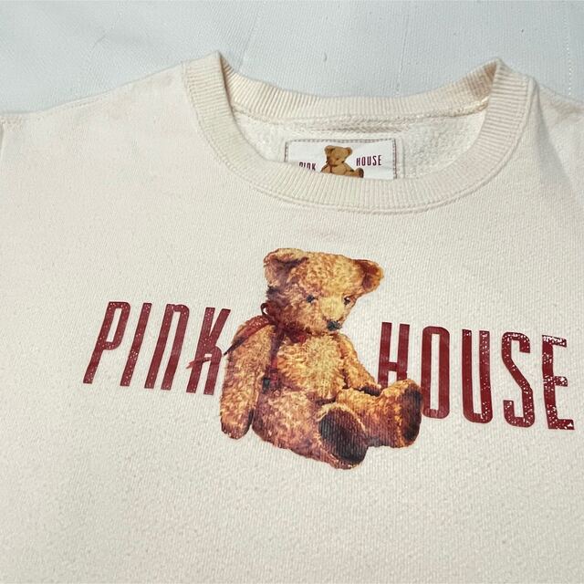 PINK HOUSE(ピンクハウス)のピンクハウス　テディベア　プリント　アイボリー　トレーナー レディースのトップス(トレーナー/スウェット)の商品写真