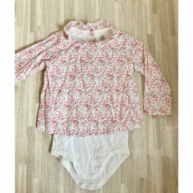 PETIT BATEAU(プチバトー)のプチバトー　ワンピース　レギンス　18 キッズ/ベビー/マタニティのベビー服(~85cm)(ロンパース)の商品写真