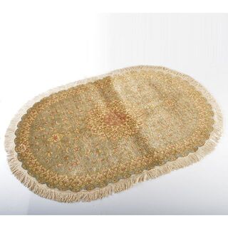 イラン製　ペルシャ絨毯　段通　絹100％　58×90cm　G　R5236B(その他)