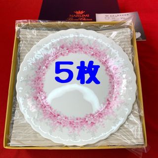 ナルミ(NARUMI)の【未使用】 ナルミ　シルキーホワイト　花柄ピンク　パン皿５枚(食器)