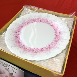 【未使用】 ナルミ　シルキーホワイト　花柄ピンク　パン皿５枚