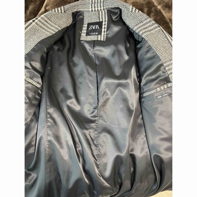 ZARA(ザラ)のZARA ザラ グレンチェック ダブル チェスターコート Lサイズ メンズのジャケット/アウター(チェスターコート)の商品写真