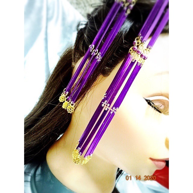 2-6 希少！　紫びら簪　髪飾り　成人式　振り袖　着物　花魁　クリスマス　 レディースのヘアアクセサリー(その他)の商品写真