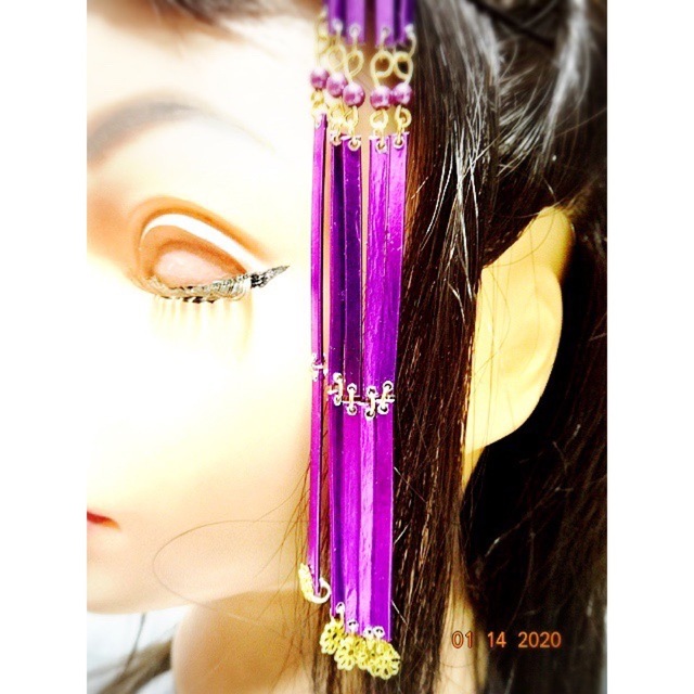 2-6 希少！　紫びら簪　髪飾り　成人式　振り袖　着物　花魁　クリスマス　 レディースのヘアアクセサリー(その他)の商品写真