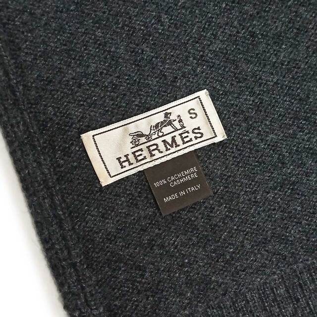 美品)エルメス HERMES リブ編み ニット ロング マフラー カシミヤ 100