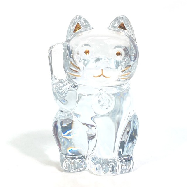 バカラ Baccarat Lucky Cat ラッキーキャット 招き猫 インテリア 置物 オブジェ クリスタルガラス クリア 未使用エンタメ/ホビー