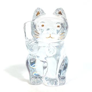 バカラ(Baccarat)のバカラ Baccarat Lucky Cat ラッキーキャット 招き猫 インテリア 置物 オブジェ クリスタルガラス クリア 未使用(彫刻/オブジェ)