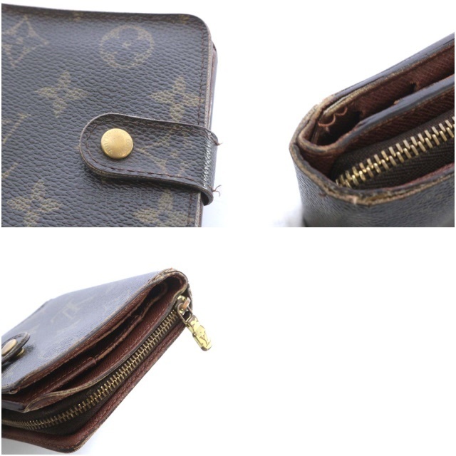 LOUIS VUITTON(ルイヴィトン)のルイヴィトン モノグラム コンパクトジップ 財布 二つ折り 茶色 M61667 レディースのファッション小物(財布)の商品写真