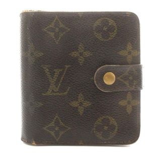 ルイヴィトン(LOUIS VUITTON)のルイヴィトン モノグラム コンパクトジップ 財布 二つ折り 茶色 M61667(財布)