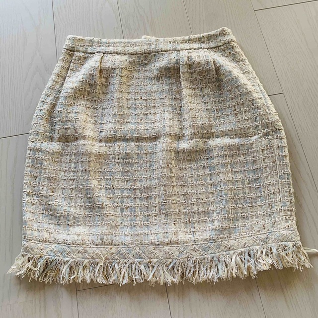 新品 ツイード スカート 秋冬 ワンピース 白 ピンク ベージュ 水色