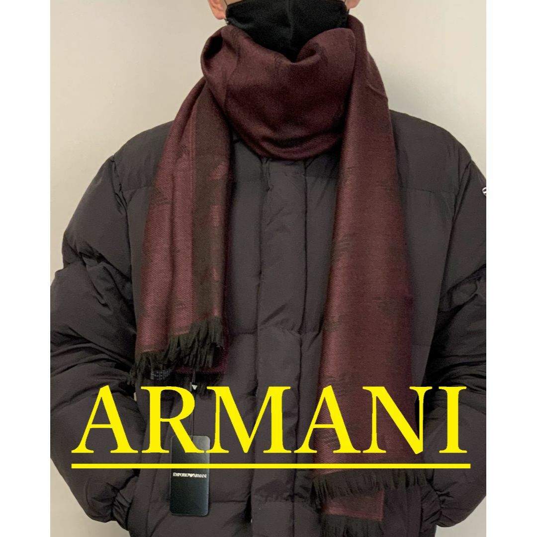 Emporio Armani(エンポリオアルマーニ)のエンポリオ アルマーニ　マフラー11　ワインレッド　専用ケース付き　新品 タグ付 メンズのファッション小物(マフラー)の商品写真