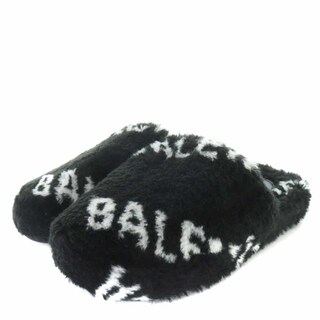 Balenciaga - BALENCIAGA ロゴ フェイクシアリングスリッパ 36 24cm 黒