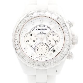 CHANEL シャネル J12 クロノグラフ 41mm H2419 デイト 純正ダイヤモンド 9Pダイヤ 黒 ブラック CE セラミック SS ステンレス アフターダイヤベゼル メンズ 自動巻き 【6ヶ月保証】【腕時計】