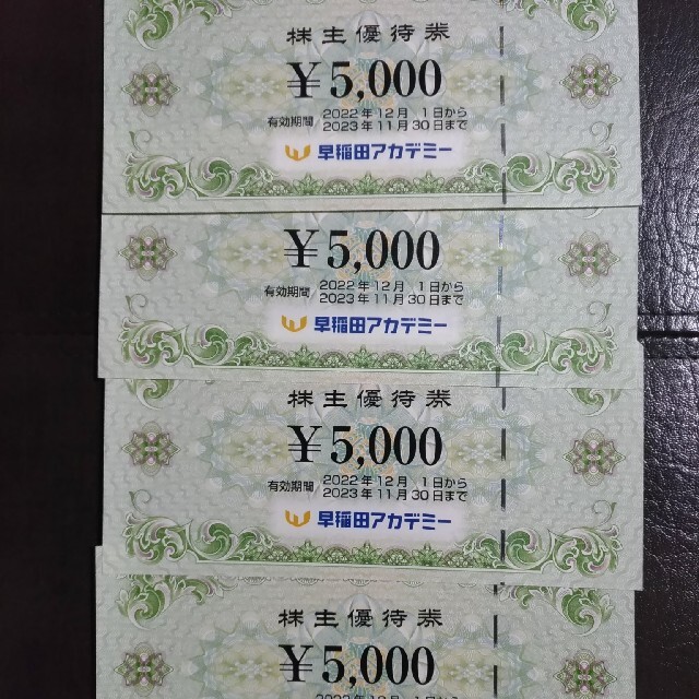 チケット早稲田アカデミー株主優待20000円分