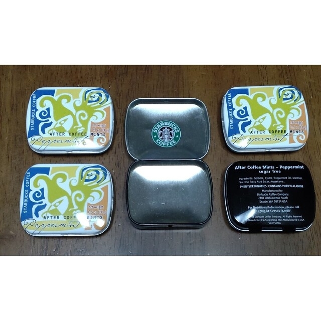 Starbucks Coffee(スターバックスコーヒー)のスターバックスミント缶　同柄5個 インテリア/住まい/日用品のインテリア小物(小物入れ)の商品写真