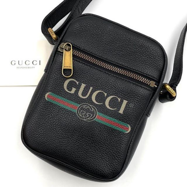 超美品✨グッチ ショルダーバッグ ヴィンテージロゴ ブラック レザー