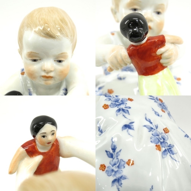 MEISSEN(マイセン)のMeissen マイセン ヘンチェル人形 「人形と遊ぶ子供」 フィギュリン 箱付き  インテリア 置物 陶磁器 美品【中古】【送料無料】 インテリア/住まい/日用品のインテリア小物(置物)の商品写真