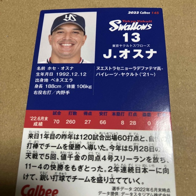 東京ヤクルトスワローズ(トウキョウヤクルトスワローズ)のカルビープロ野球チップス エンタメ/ホビーのトレーディングカード(シングルカード)の商品写真