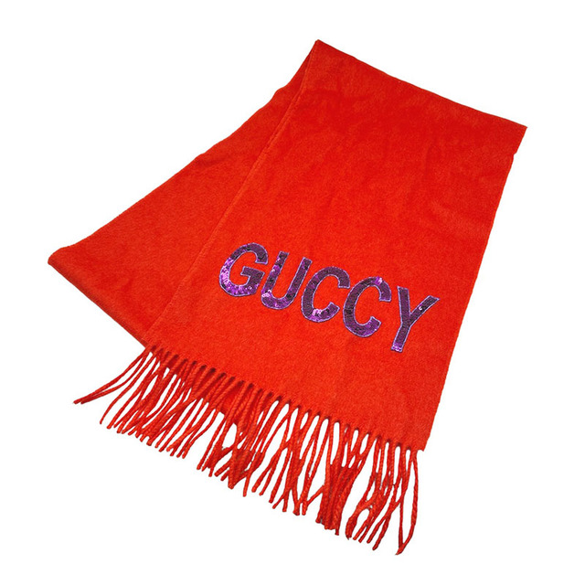 Gucci - グッチ GUCCI GUCCY スパンコール カシミヤマフラー マフラ