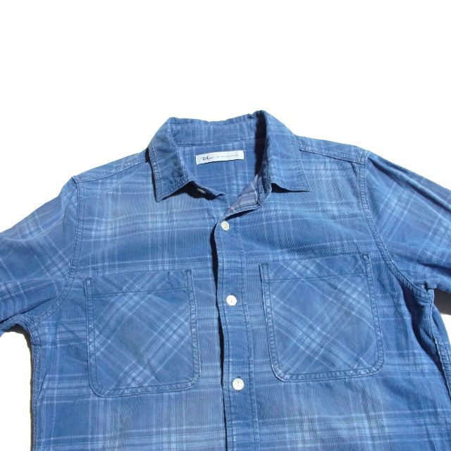 Ron Herman(ロンハーマン)のロンハーマン インディゴ チェック コーデュロイ シャツ S ヴィンテージ加工 メンズのトップス(シャツ)の商品写真