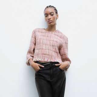 ザラ(ZARA)の新品未使用🌸フリンジツイード　トップス(シャツ/ブラウス(長袖/七分))