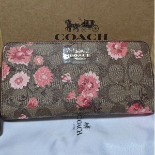 コーチ(COACH)のCOACH  長財布　シグネチャー　ピンクの花柄模様(財布)