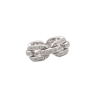 ラルフローレン(Ralph Lauren)の美品 ラルフローレン チャンキー チェーン リング #54 約13.5号 ダイヤモンド 750 K18WG ホワイトゴールド レディース 指輪 ジュエリー RALPH LAUREN(リング(指輪))