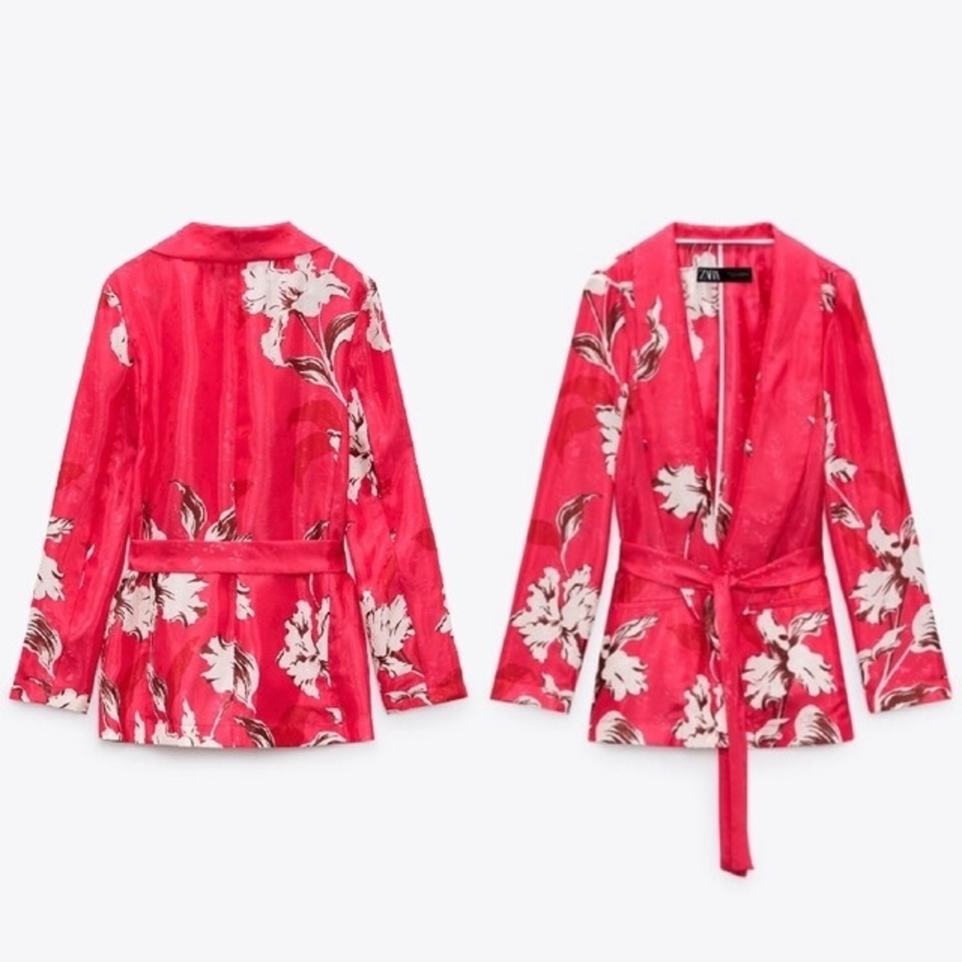 ZARA - 新品 ZARA セットアップ サテン ピンク フラワー 花柄 ZARA - 新品 ZARA セットアップ サテン ピンク フラワー 花柄