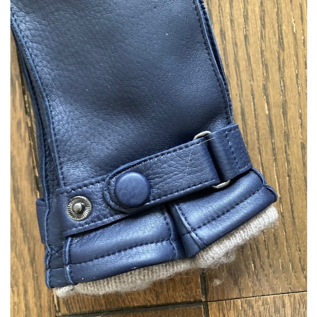 フィレンツェ人気グローブ店『MARTELLI』グローブ●羊革×カシミヤ(ダークネイビー×グレー)