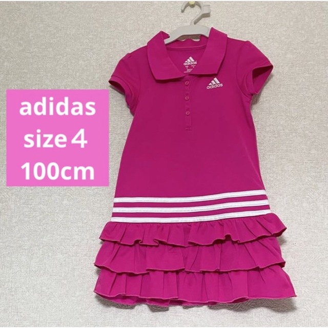 ★adidas★アディダス ★サイズ4/100cm ピンク ポロシャツワンピ | フリマアプリ ラクマ