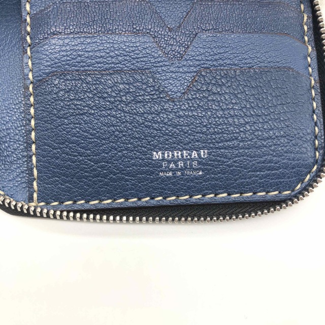 【新品！】MOREAU PARIS ラウンドジップ ブルスキン 二つ折り財布