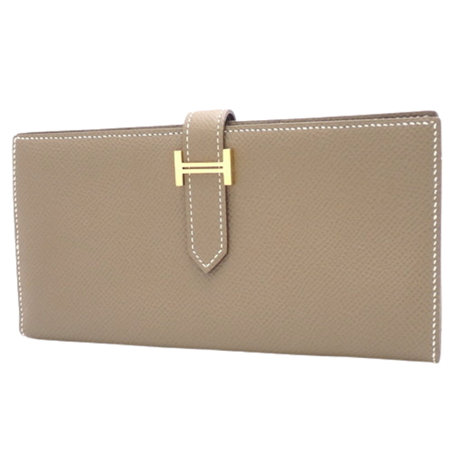 激安の エルメス長財布 - Hermes ベアン 40802039043 グレージュ エトープ/エトゥープ ヴォーエプソン スフレ 財布
